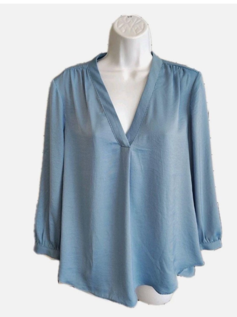 Vince Camuto Light Blue V-Neck Long Sleeve Blouse